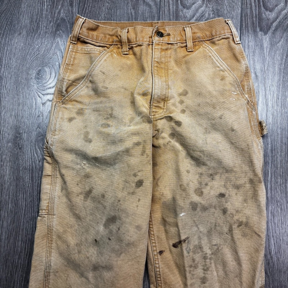 Vintage Carhartt Pants Mens 30x34 Carpenter Original Faded Canvas B11 BRN Y2k - Picture 7 of 11